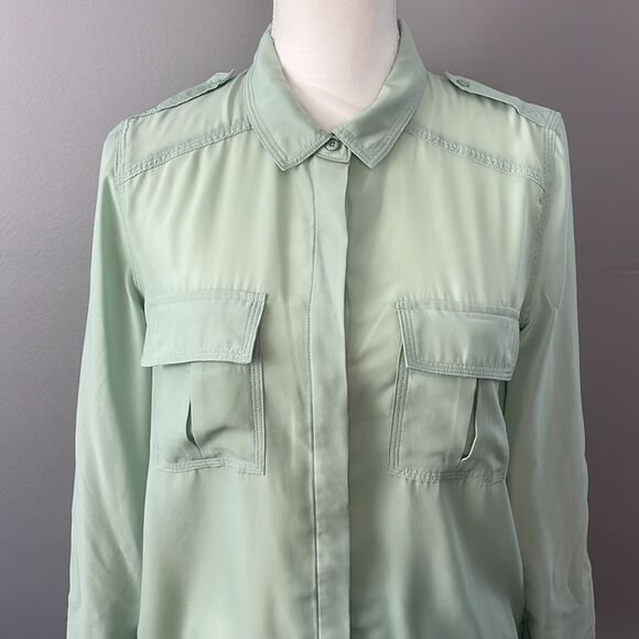 Silence + Noise Pistachio Green Long Sleeve Buttoned Down Shirt. Size Medium. - Picture 4 of 12